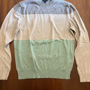 Banana Republic, men's crewneck sweater, size small, grey and green